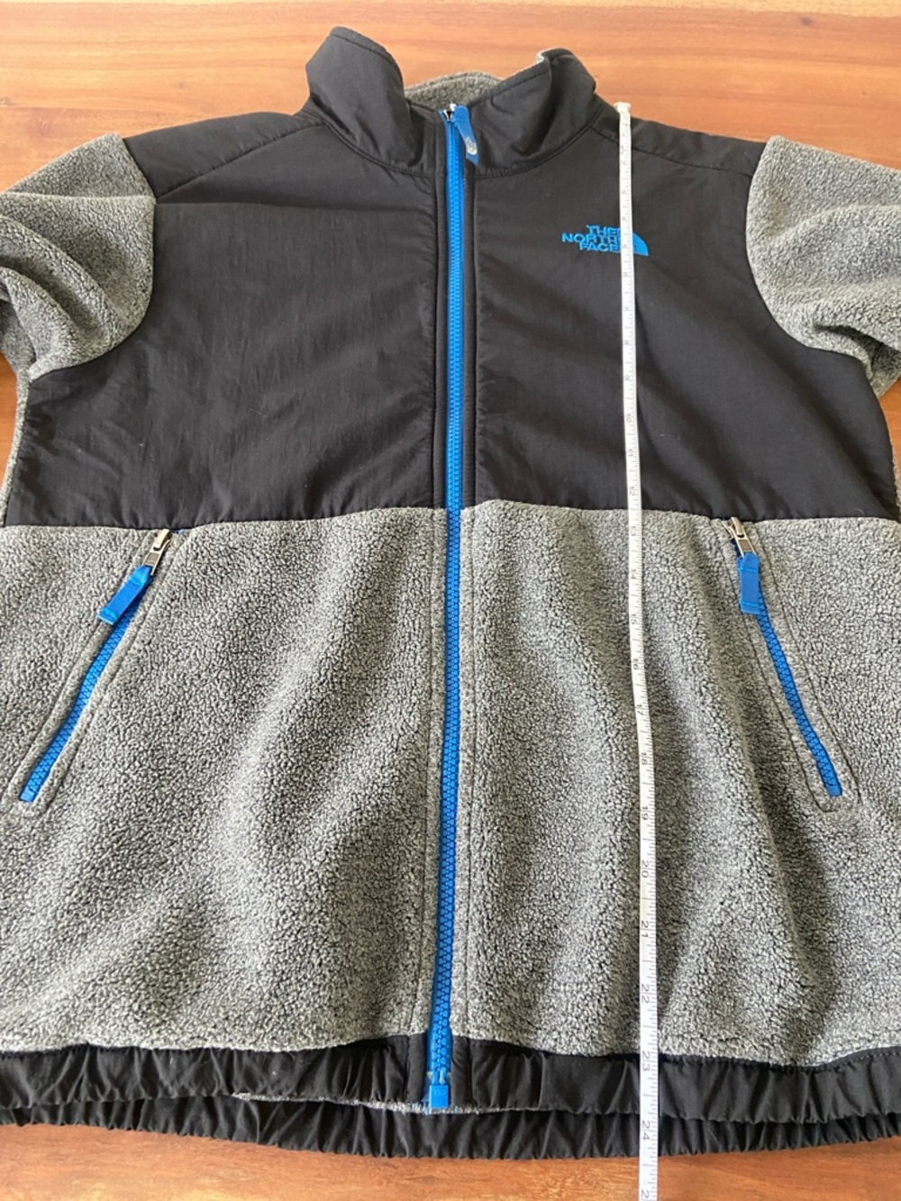 The North Face boys Denali Fleece zip up jacket grey black blue outdoor L 14/16 - Picture 14 of 16